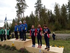 VaRan Sirja, Maaria ja Maija SM-pronssilla palkittuna Yläneellä. D70-sarjan voitti RaLu ja kakkosena oli HlS. (Kuva: Pentti).