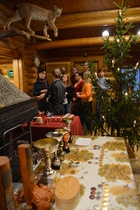 Metsien kissaelän tarkkaili suunnistajia ja valvoi palkintopöytää.